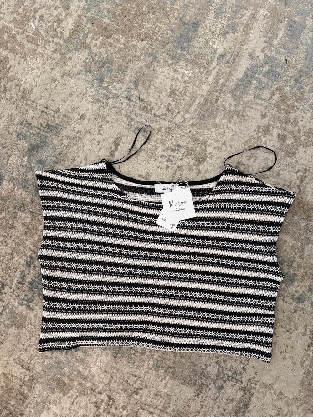 Rowen Black & White Striped Cropped Tank Top